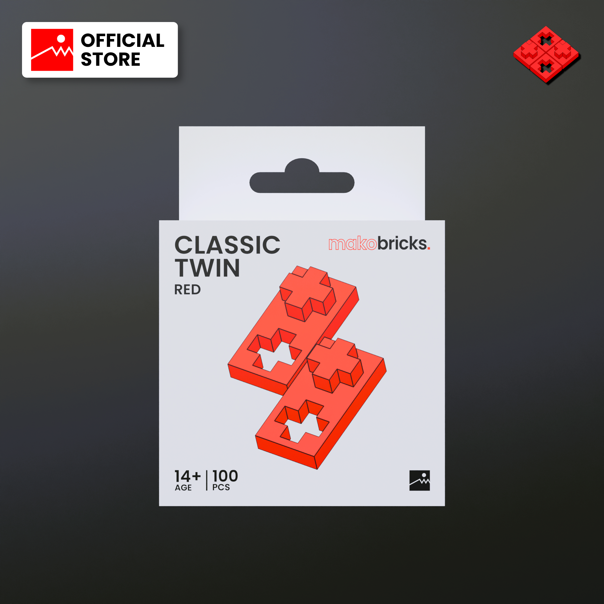 Classic Twin Red 100pcs - MAKOBRICKS - Building Bricks