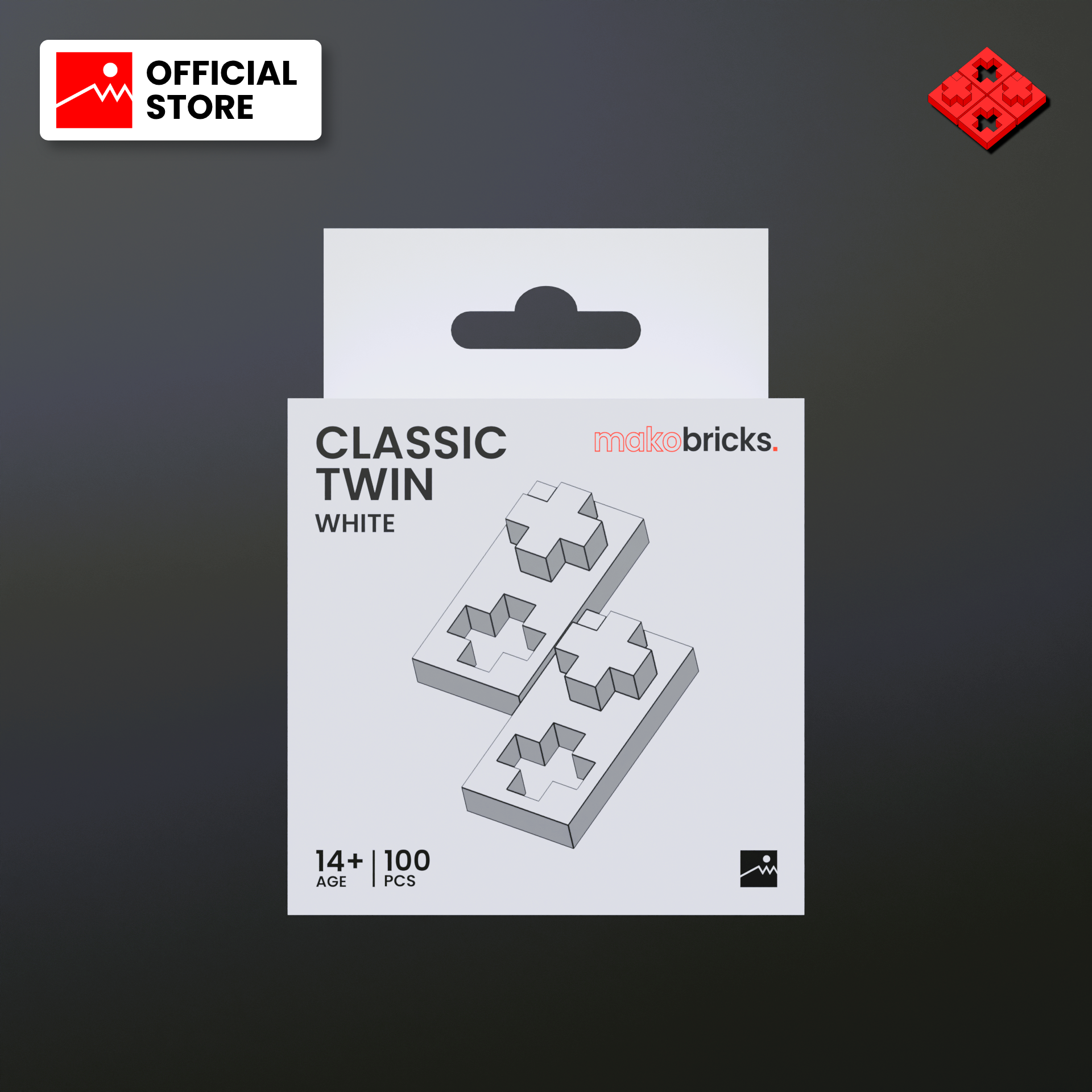 Classic Twin White 100pcs - MAKOBRICKS - Building Bricks