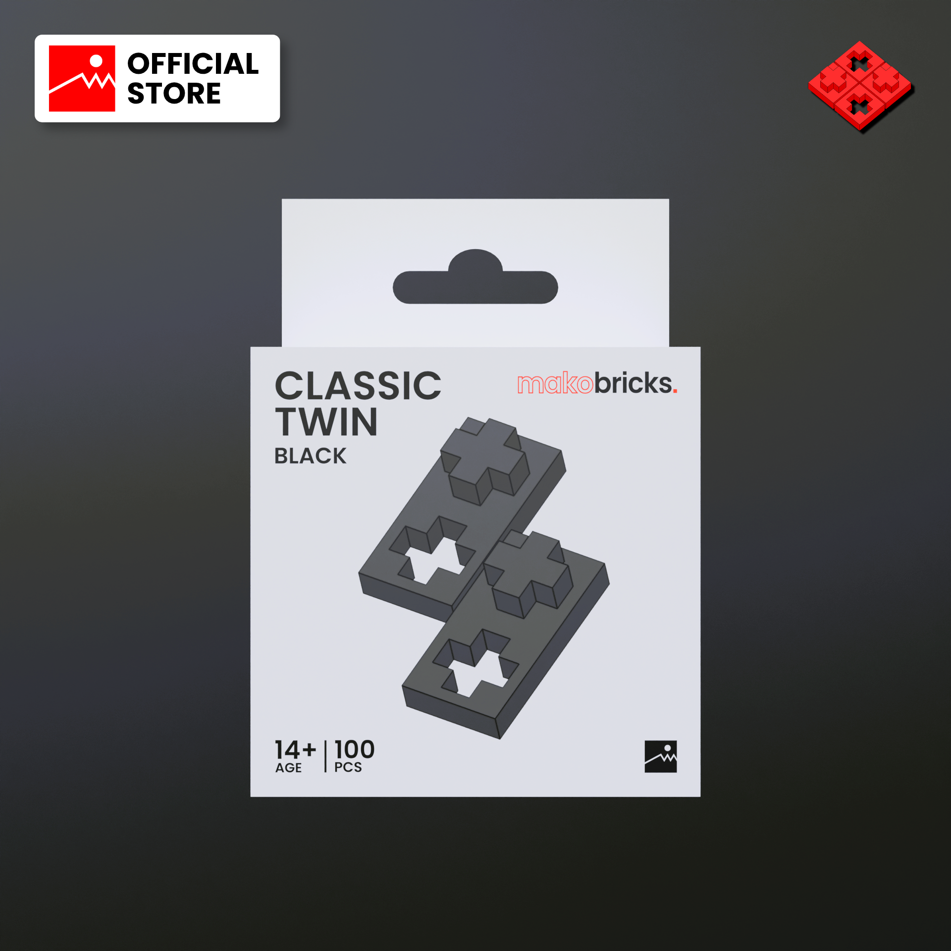 Classic Twin Black 100pcs - MAKOBRICKS - Building Bricks