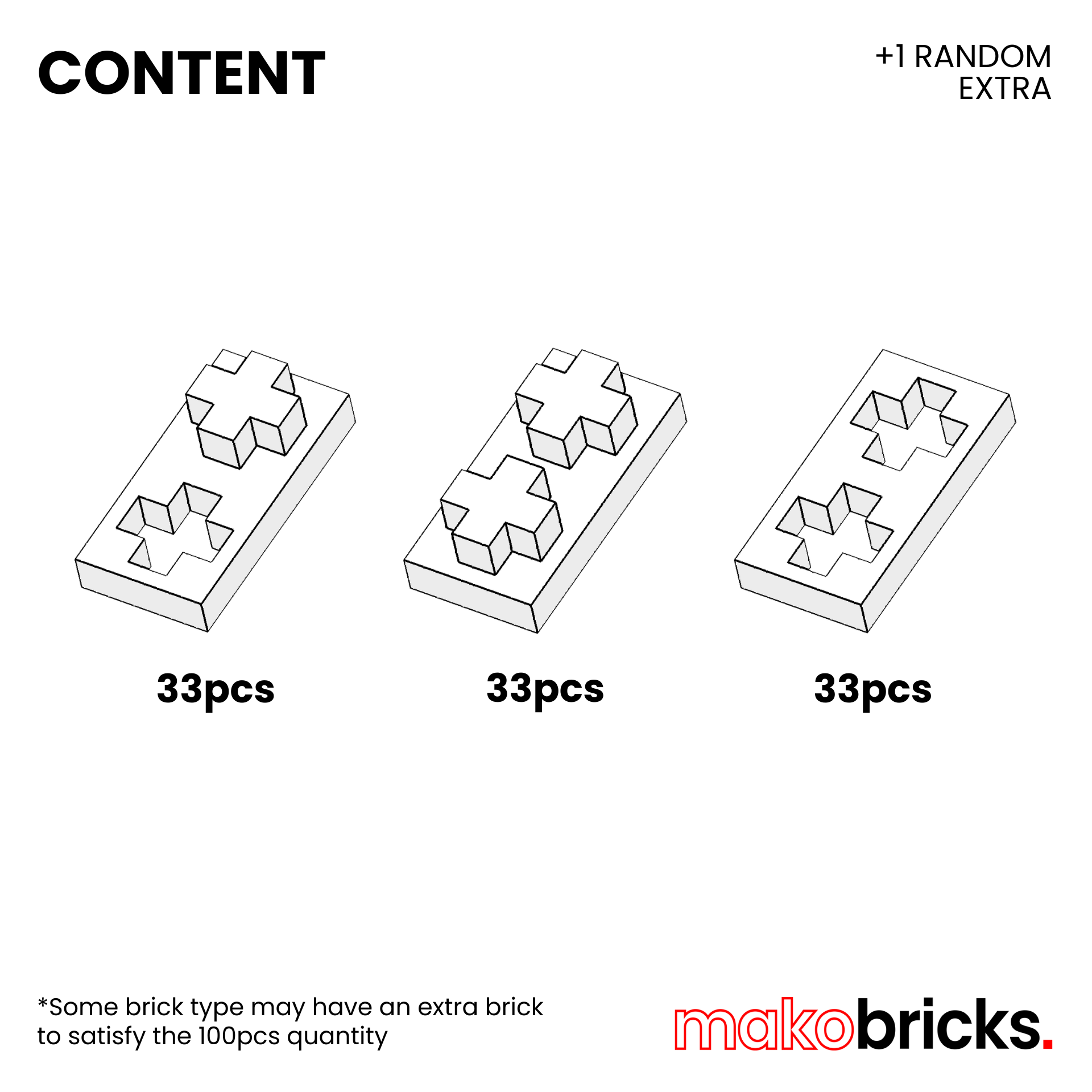 Classic Twin Red 100pcs - MAKOBRICKS - Building Bricks